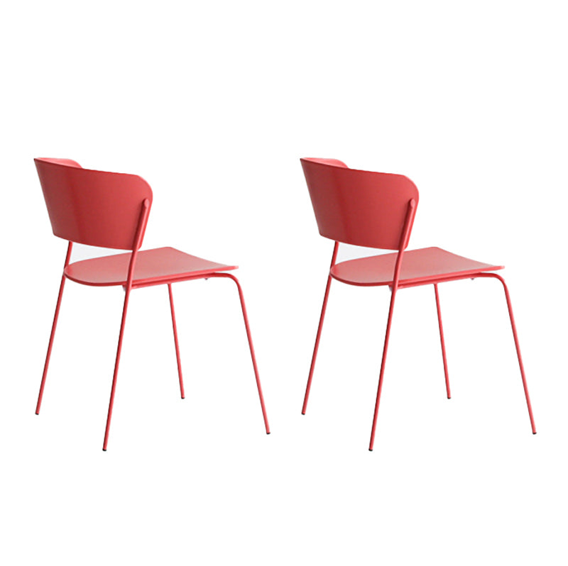 Silla lateral de comedor con respaldo abierto de diseño industrial, silla de comedor de plástico apilable