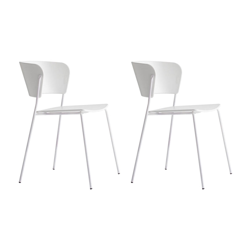 Silla lateral de comedor con respaldo abierto de diseño industrial, silla de comedor de plástico apilable