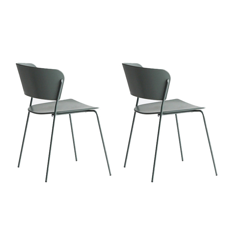 Silla lateral de comedor con respaldo abierto de diseño industrial, silla de comedor de plástico apilable