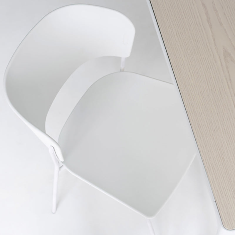 Silla lateral de comedor con respaldo abierto de diseño industrial, silla de comedor de plástico apilable