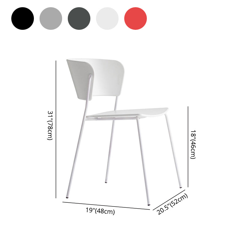Silla lateral de comedor con respaldo abierto de diseño industrial, silla de comedor de plástico apilable