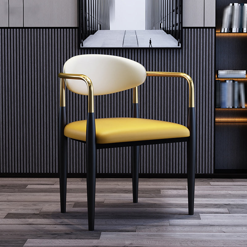 Silla lateral de comedor con respaldo abierto de diseño industrial, sillas de comedor de cuero para el hogar