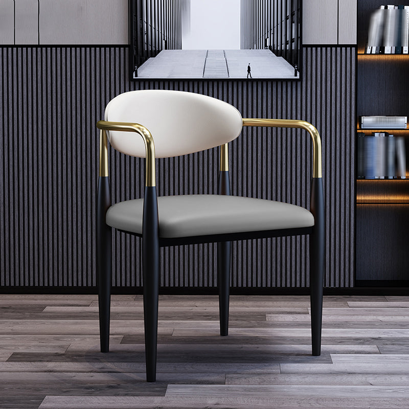 Silla lateral de comedor con respaldo abierto de diseño industrial, sillas de comedor de cuero para el hogar