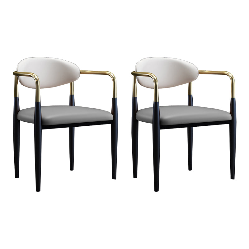 Silla lateral de comedor con respaldo abierto de diseño industrial, sillas de comedor de cuero para el hogar