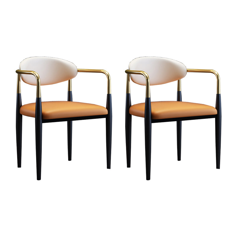 Silla lateral de comedor con respaldo abierto de diseño industrial, sillas de comedor de cuero para el hogar