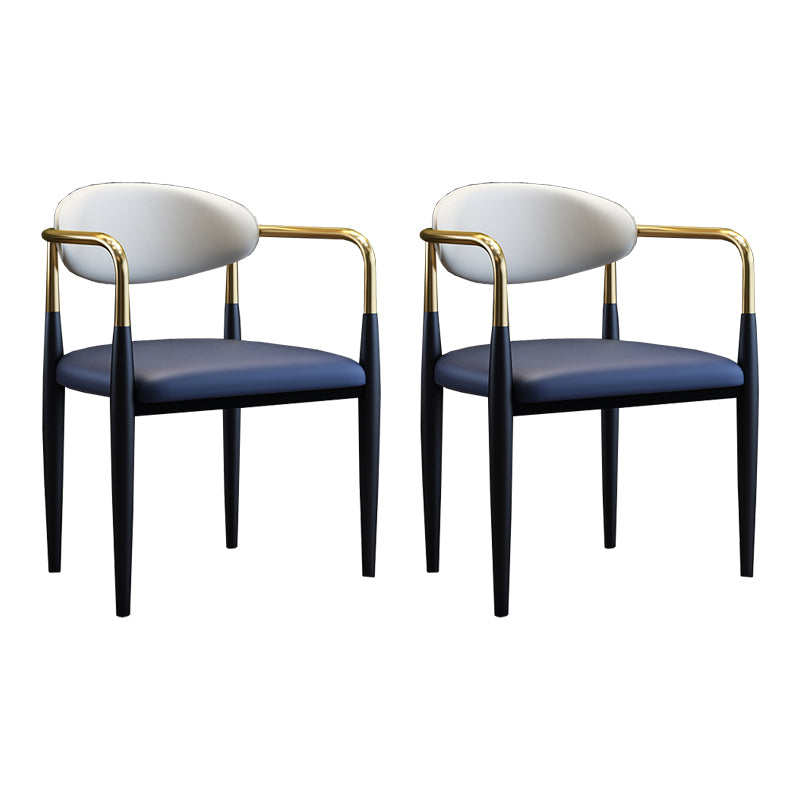 Silla lateral de comedor con respaldo abierto de diseño industrial, sillas de comedor de cuero para el hogar