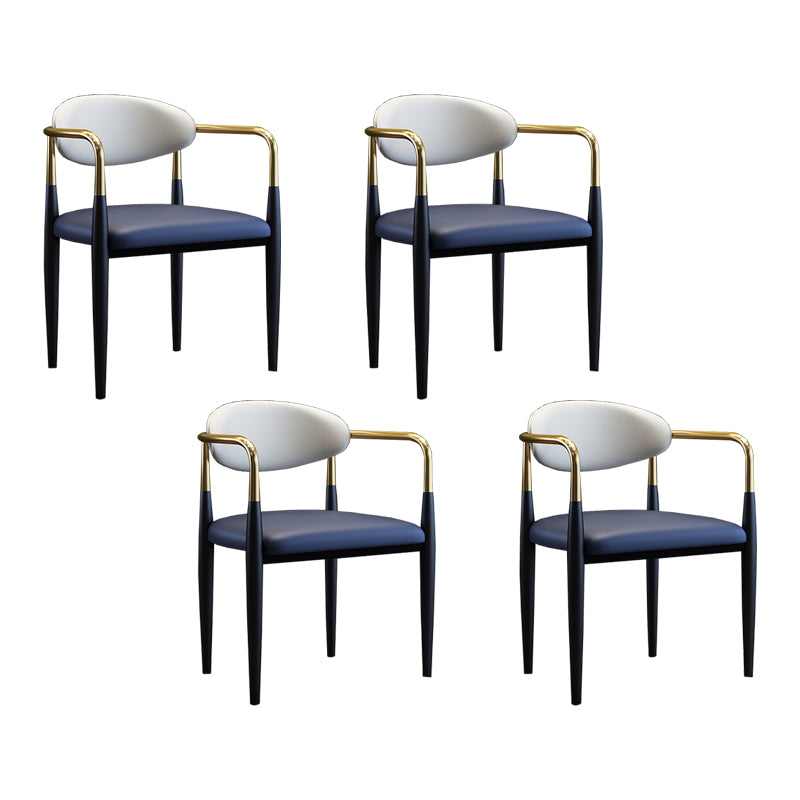 Silla lateral de comedor con respaldo abierto de diseño industrial, sillas de comedor de cuero para el hogar