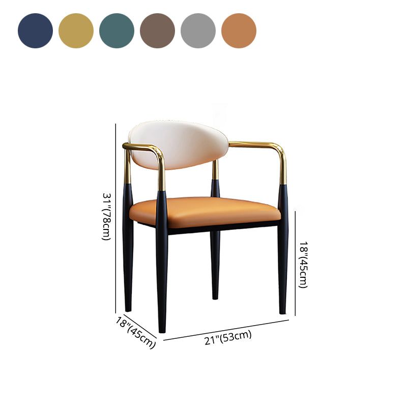 Silla lateral de comedor con respaldo abierto de diseño industrial, sillas de comedor de cuero para el hogar