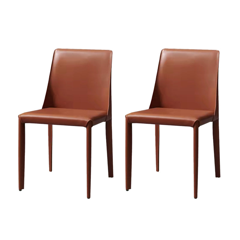 Minimalist Style Armless Solid Back Dining Side Chairs Leather Dining Chairs
