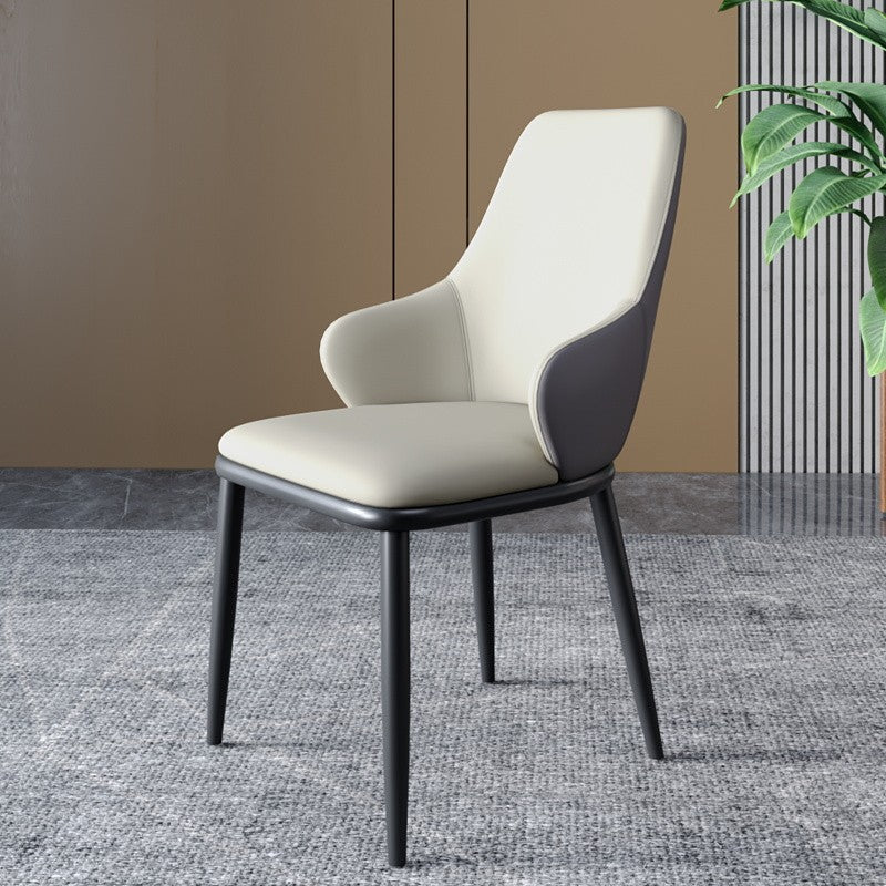Sillas de comedor con respaldo sólido y brazo de diseño industrial, sillas de comedor de cuero para cocina