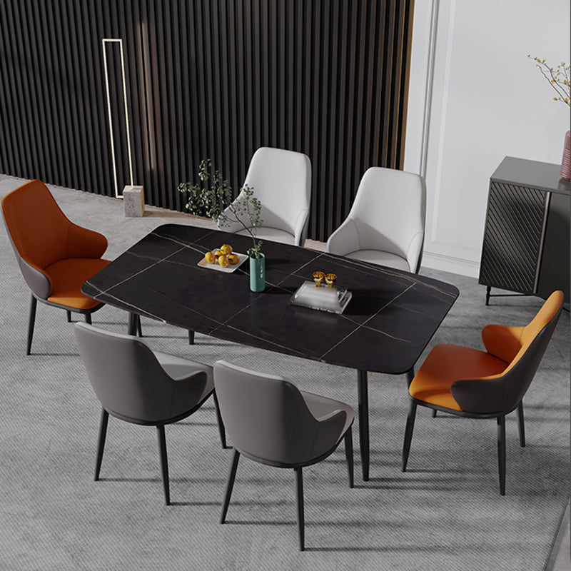 Sillas de comedor con respaldo sólido y brazo de diseño industrial, sillas de comedor de cuero para cocina