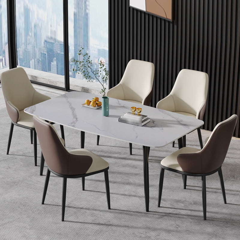 Sillas de comedor con respaldo sólido y brazo de diseño industrial, sillas de comedor de cuero para cocina