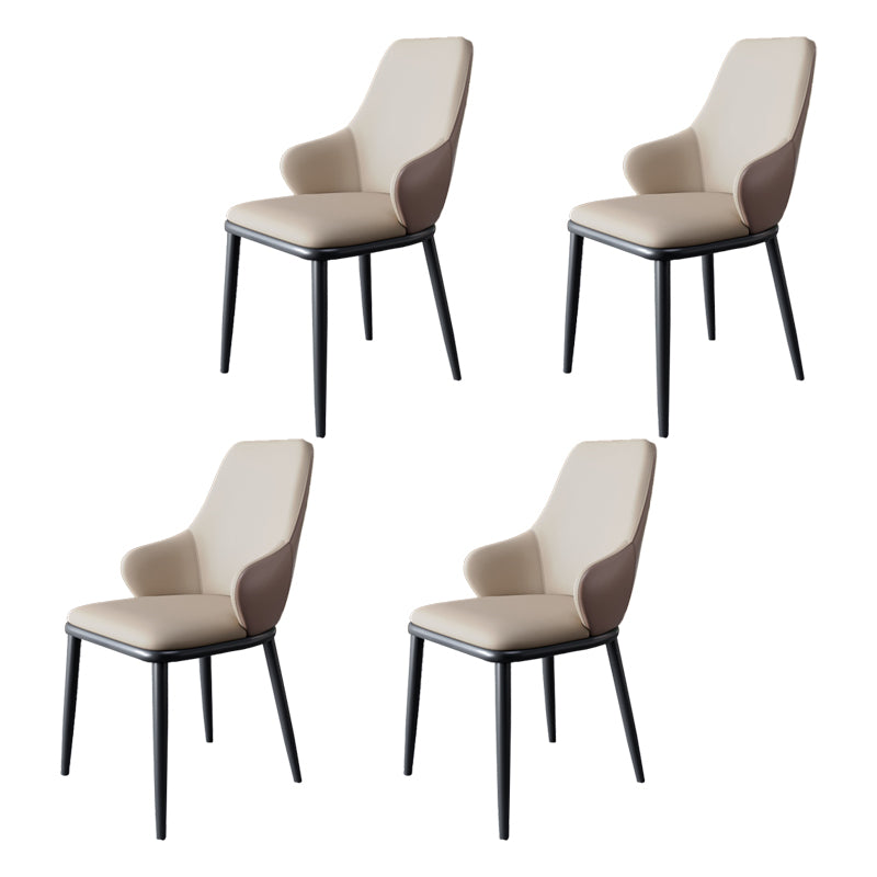 Sillas de comedor con respaldo sólido y brazo de diseño industrial, sillas de comedor de cuero para cocina