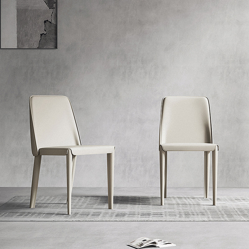 Sillas de comedor de cuero contemporáneas, silla con respaldo sólido sin brazos para cocina