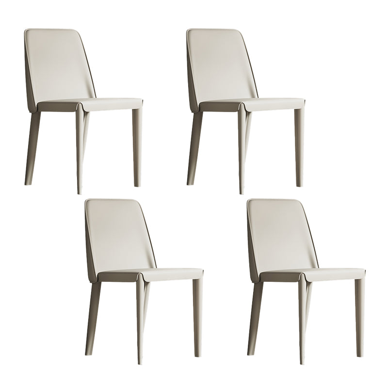 Sillas de comedor de cuero contemporáneas, silla con respaldo sólido sin brazos para cocina