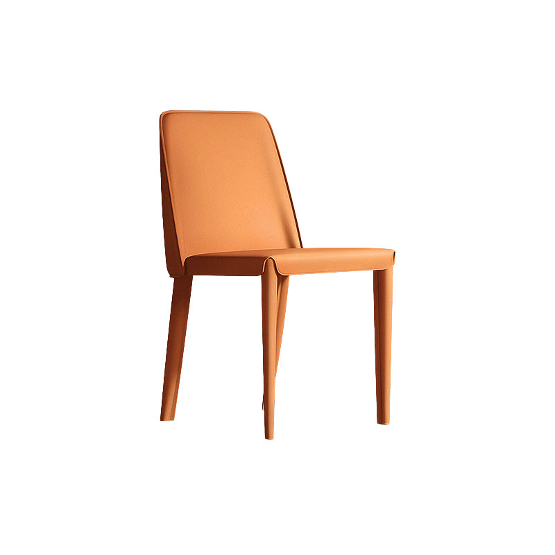 Sillas de comedor de cuero contemporáneas, silla con respaldo sólido sin brazos para cocina