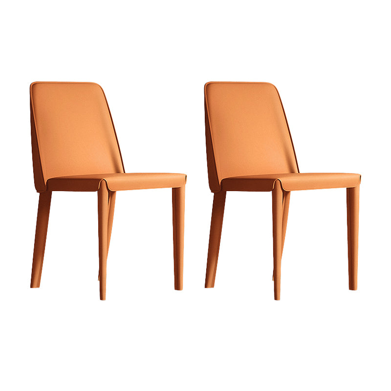 Sillas de comedor de cuero contemporáneas, silla con respaldo sólido sin brazos para cocina