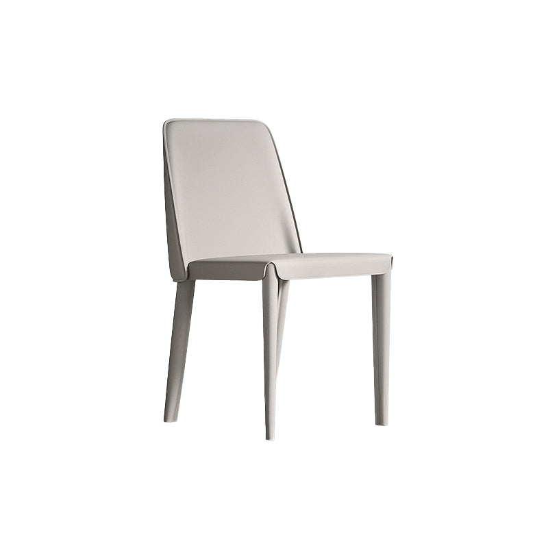 Sillas de comedor de cuero contemporáneas, silla con respaldo sólido sin brazos para cocina