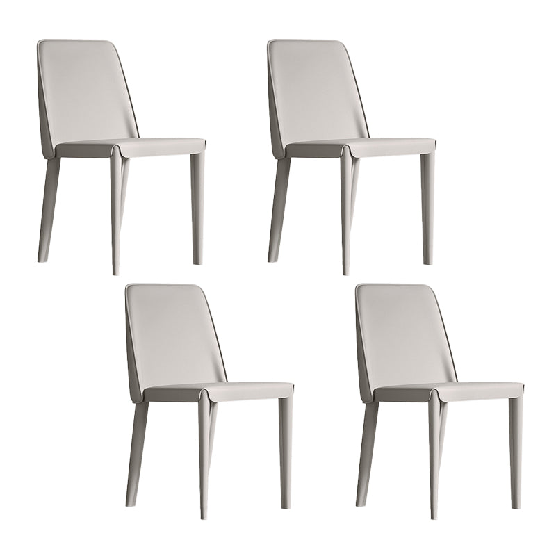 Sillas de comedor de cuero contemporáneas, silla con respaldo sólido sin brazos para cocina
