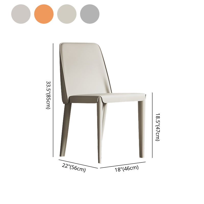 Sillas de comedor de cuero contemporáneas, silla con respaldo sólido sin brazos para cocina