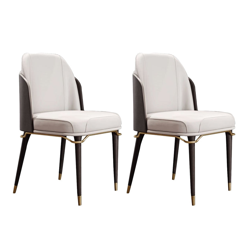 Sillas de comedor de cuero de estilo escandinavo, silla con respaldo sólido sin brazos y patas de madera
