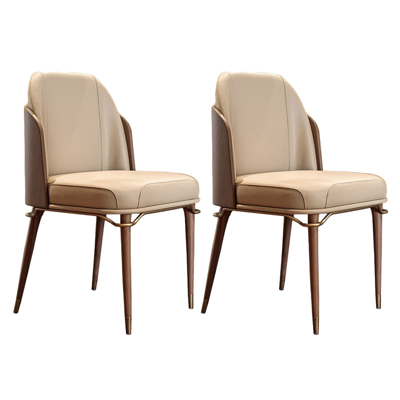 Sillas de comedor de cuero de estilo escandinavo, silla con respaldo sólido sin brazos y patas de madera