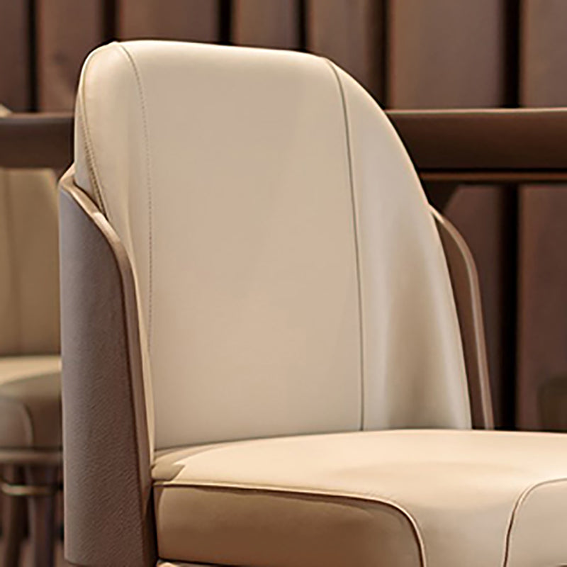 Sillas de comedor de cuero de estilo escandinavo, silla con respaldo sólido sin brazos y patas de madera