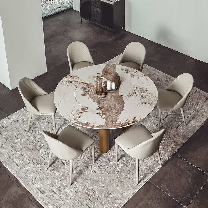 Sillas de comedor de cuero contemporáneas Silla de comedor con respaldo sólido sin brazos para cocina