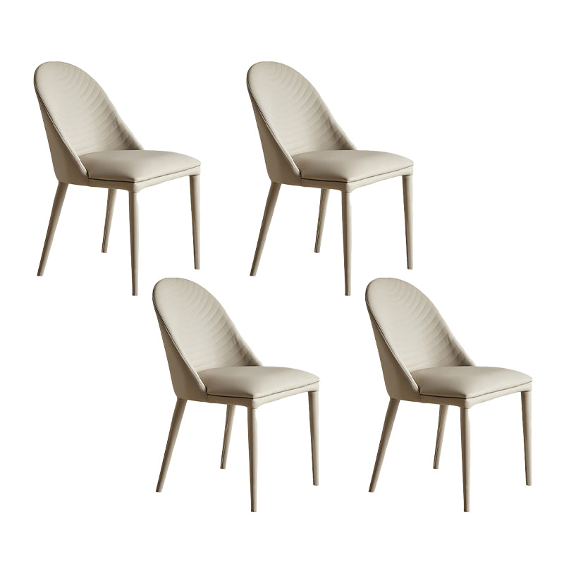 Sillas de comedor de cuero contemporáneas Silla de comedor con respaldo sólido sin brazos para cocina