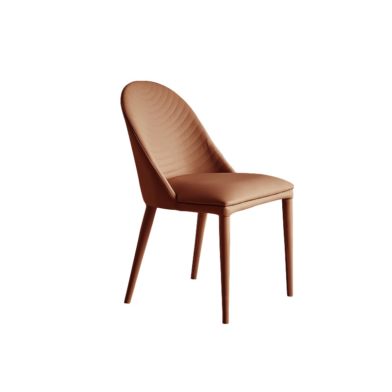 Sillas de comedor de cuero contemporáneas Silla de comedor con respaldo sólido sin brazos para cocina