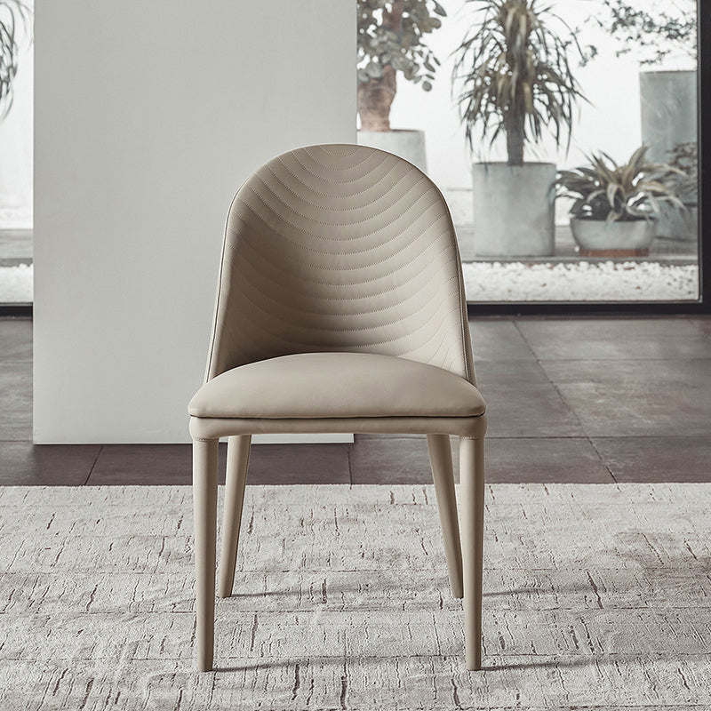 Sillas de comedor de cuero contemporáneas Silla de comedor con respaldo sólido sin brazos para cocina