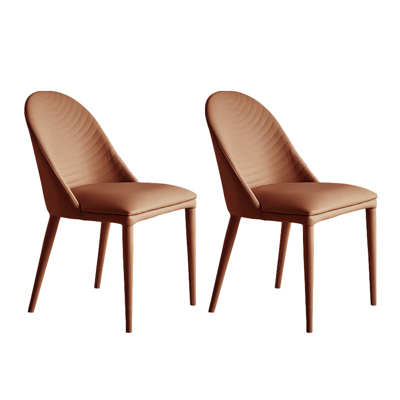Sillas de comedor de cuero contemporáneas Silla de comedor con respaldo sólido sin brazos para cocina