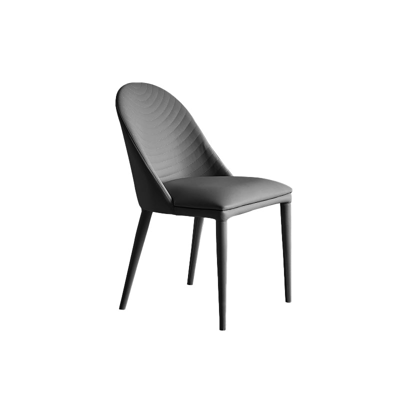 Sillas de comedor de cuero contemporáneas Silla de comedor con respaldo sólido sin brazos para cocina