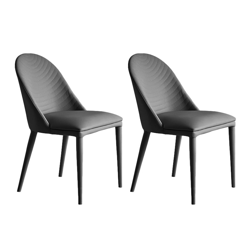 Sillas de comedor de cuero contemporáneas Silla de comedor con respaldo sólido sin brazos para cocina