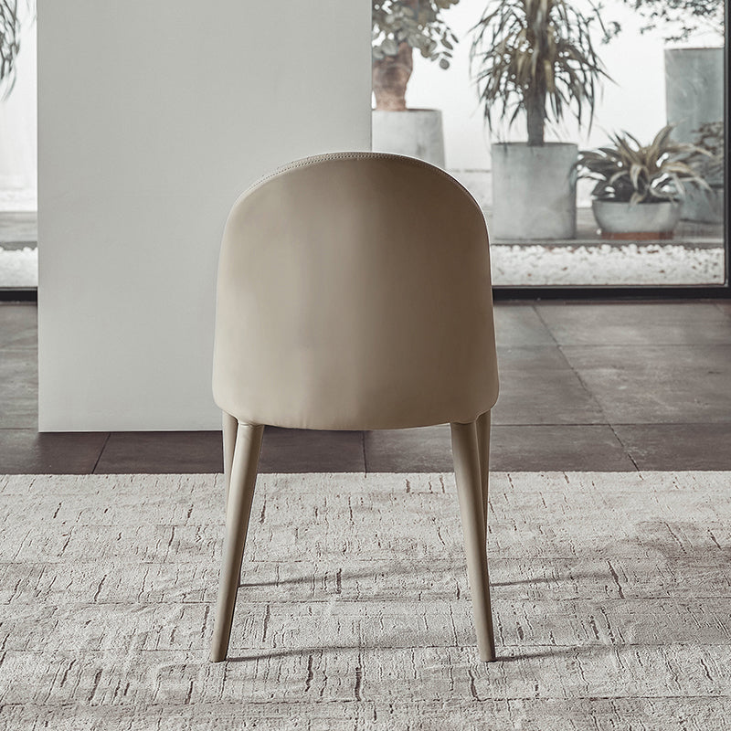 Sillas de comedor de cuero contemporáneas Silla de comedor con respaldo sólido sin brazos para cocina