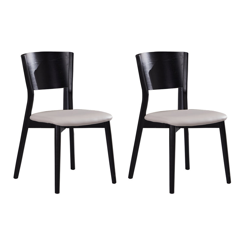 Silla lateral de comedor con respaldo abierto de estilo industrial, sillas laterales de madera sin brazos con patas