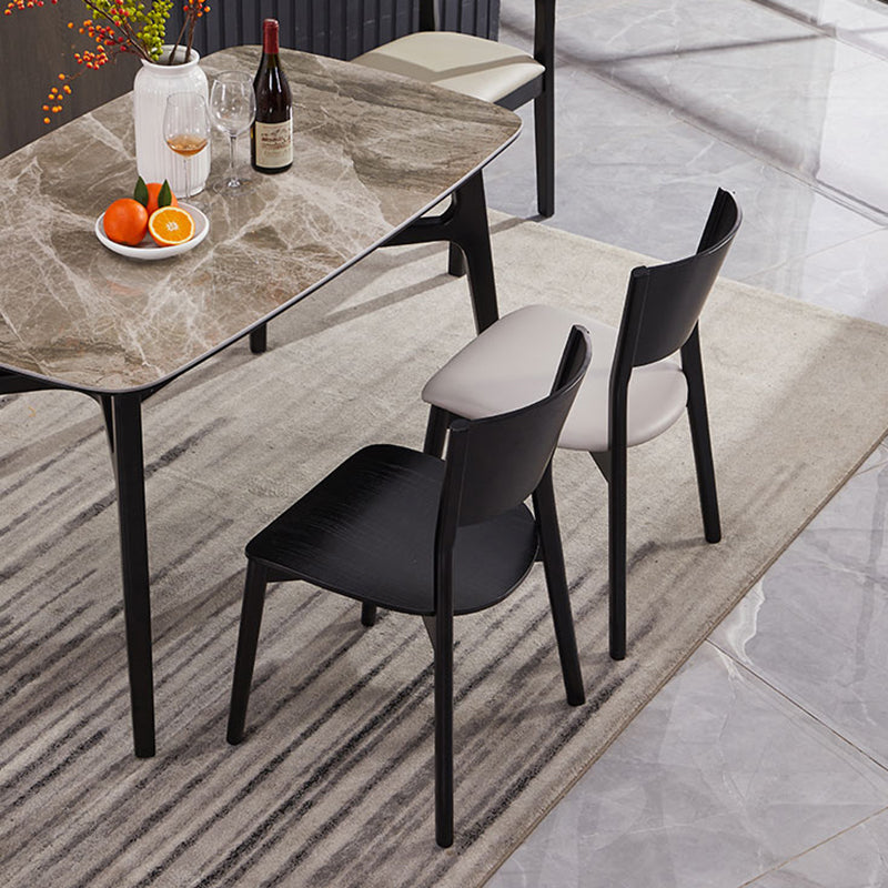 Silla lateral de comedor con respaldo abierto de estilo industrial, sillas laterales de madera sin brazos con patas