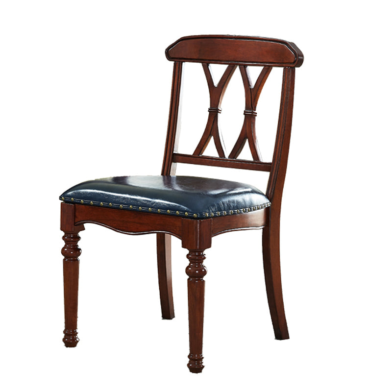 Silla lateral de cuero tradicional para restaurante Silla de comedor con respaldo cruzado natural