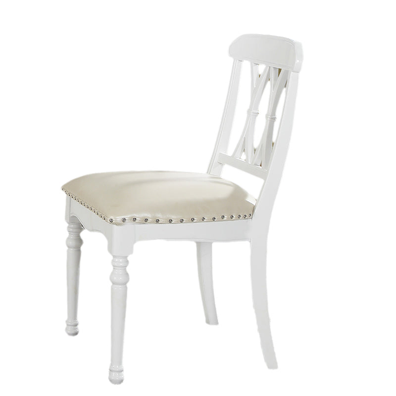 Silla lateral de cuero tradicional para restaurante Silla de comedor con respaldo cruzado natural