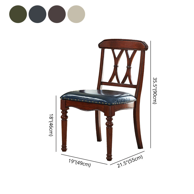Silla lateral de cuero tradicional para restaurante Silla de comedor con respaldo cruzado natural