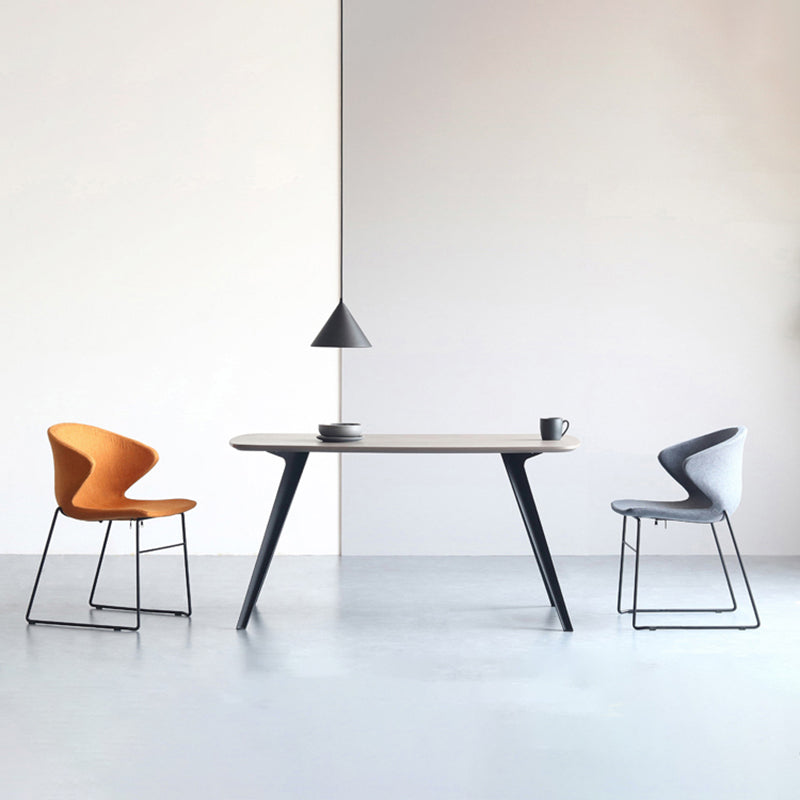 Contemporary Style Dining Chair Armless Metal Side Wingback Chairs for Kitchen
