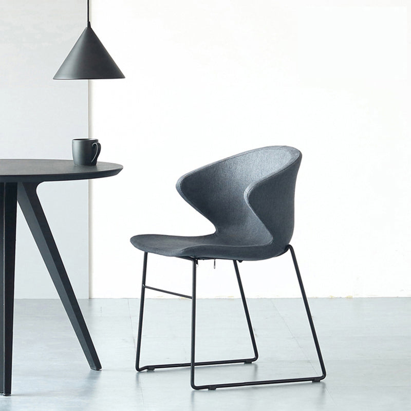 Contemporary Style Dining Chair Armless Metal Side Wingback Chairs for Kitchen