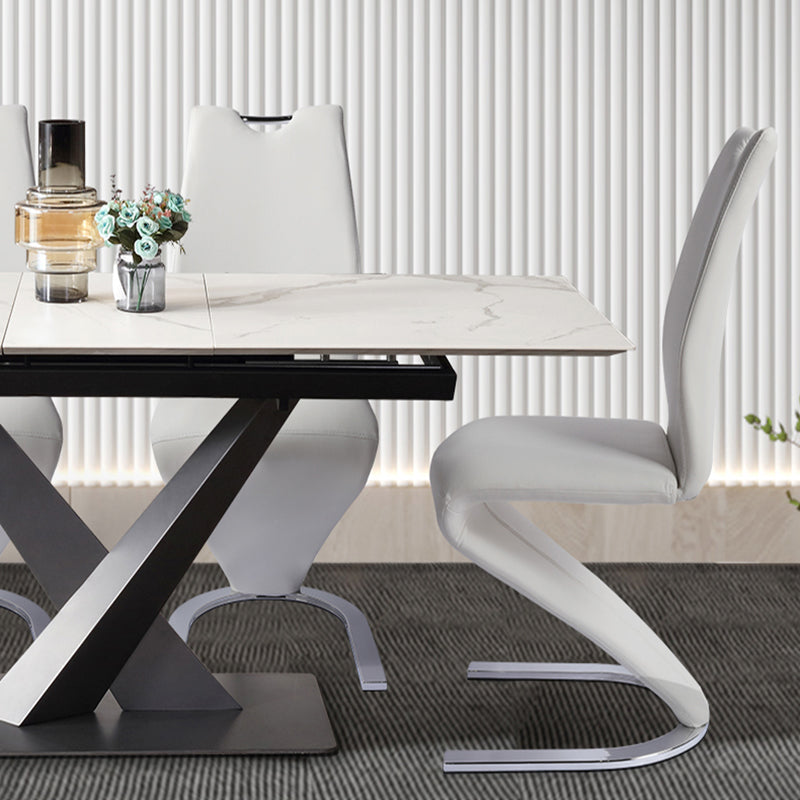 Silla de comedor de cuero PU moderna, sillas de comedor de metal sin brazos para uso en restaurantes