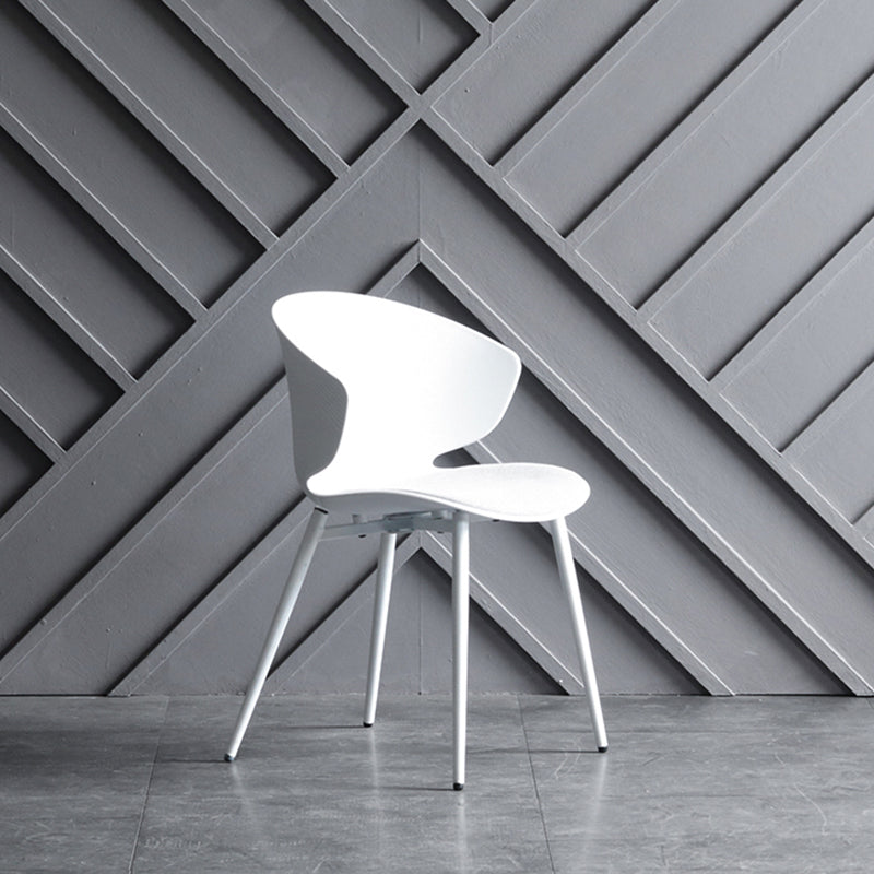 Sillas de comedor de estilo moderno, sillón lateral sin brazos con respaldo lateral de metal para cocina
