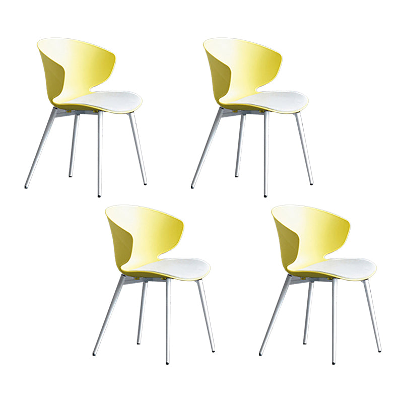 Sillas de comedor de estilo moderno, sillón lateral sin brazos con respaldo lateral de metal para cocina