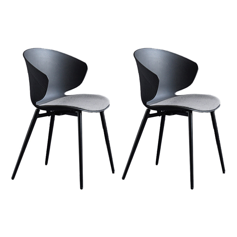 Sillas de comedor de estilo moderno, sillón lateral sin brazos con respaldo lateral de metal para cocina