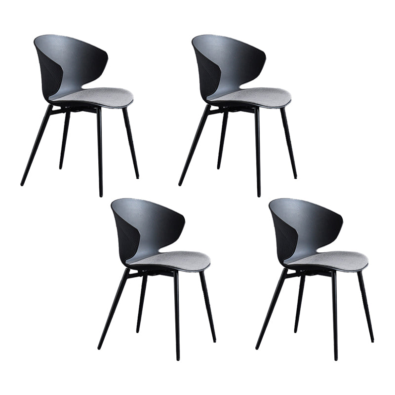 Sillas de comedor de estilo moderno, sillón lateral sin brazos con respaldo lateral de metal para cocina