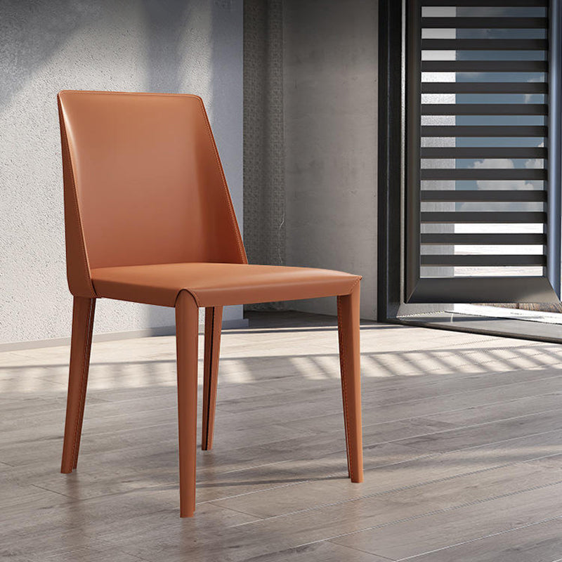 Silla Parsons de restaurante estilo diseñador, silla de comedor con acabado mate de cuero