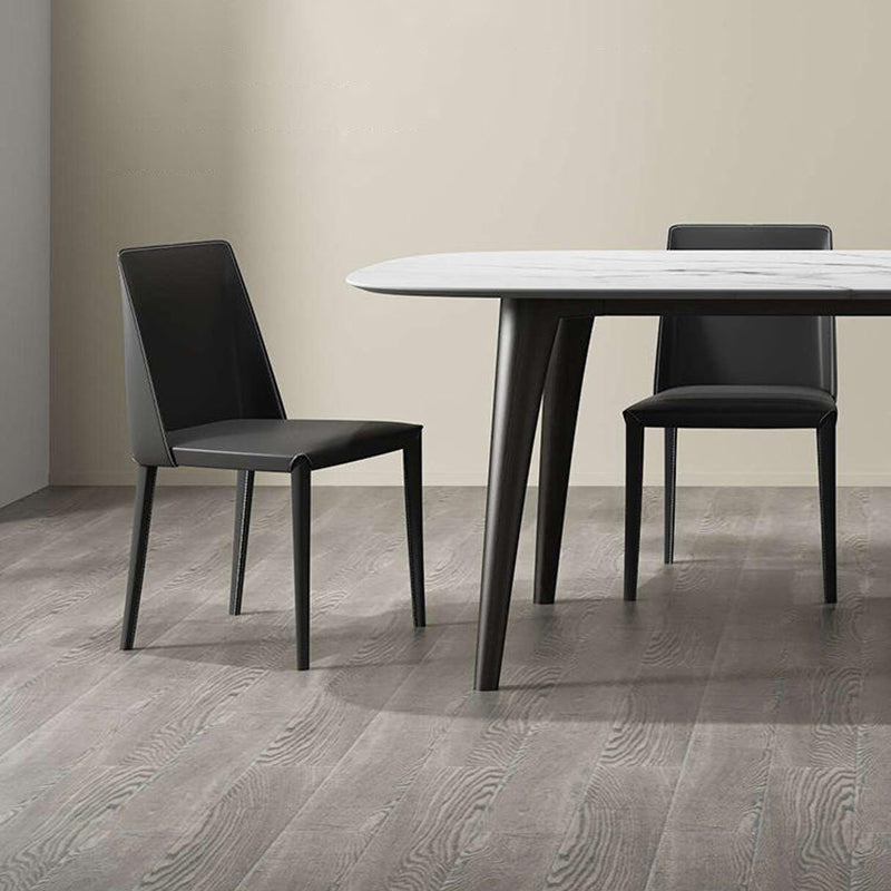 Silla Parsons de restaurante estilo diseñador, silla de comedor con acabado mate de cuero