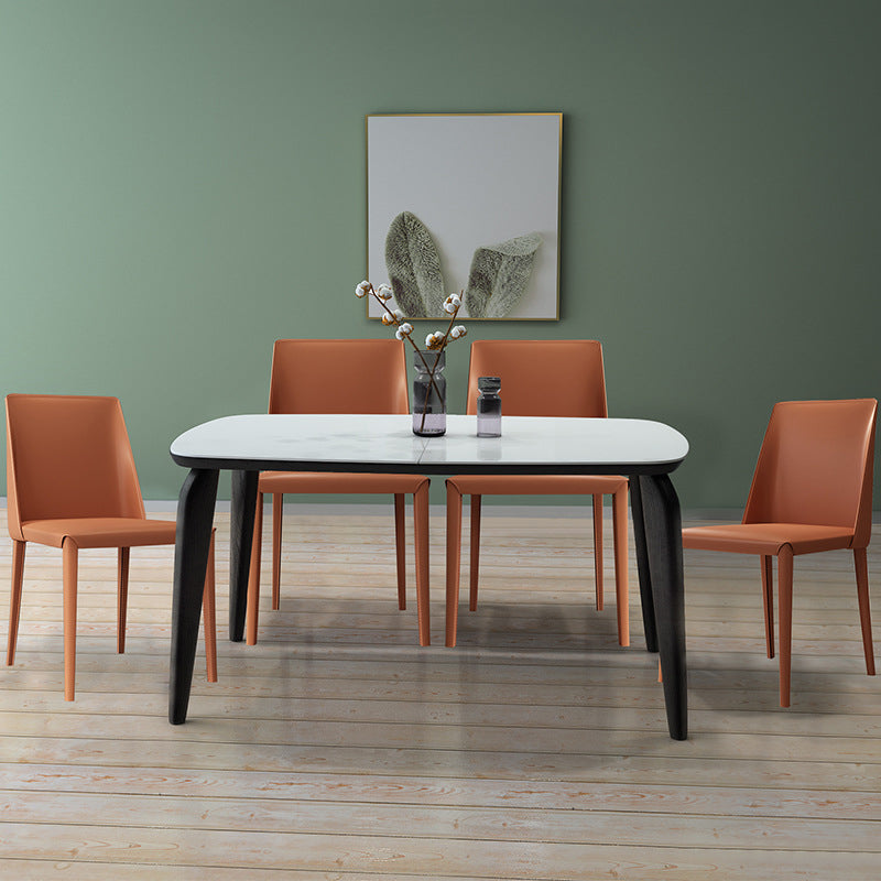 Silla Parsons de restaurante estilo diseñador, silla de comedor con acabado mate de cuero